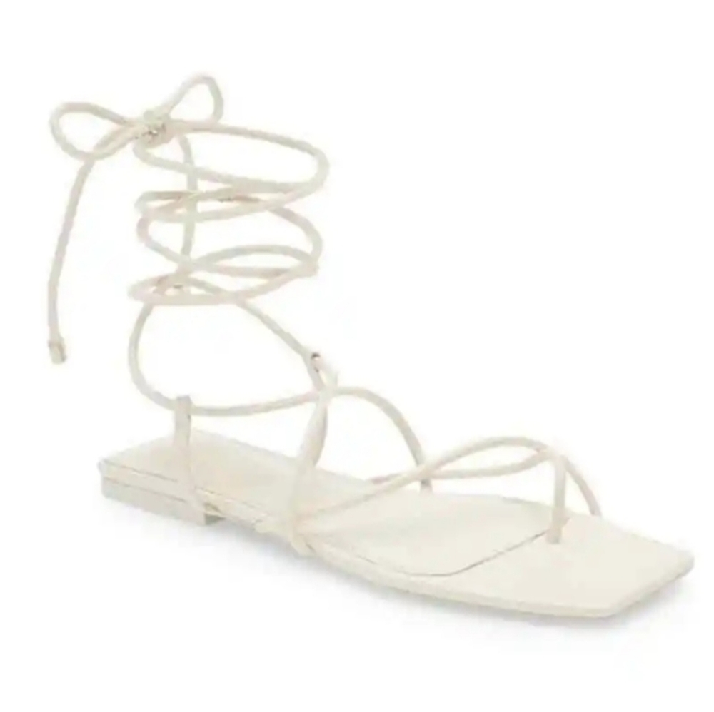 NWOB Jonathan Simkhai Susan Square Toed Wrap Flat Sandal. Size 37